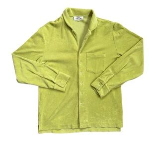+351 SHIRT LONG SLEEVE TERRY Chartreuse Citron Green Button Down Shirt Size XS